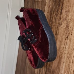 Platform Velvet Sneakers Burgundy